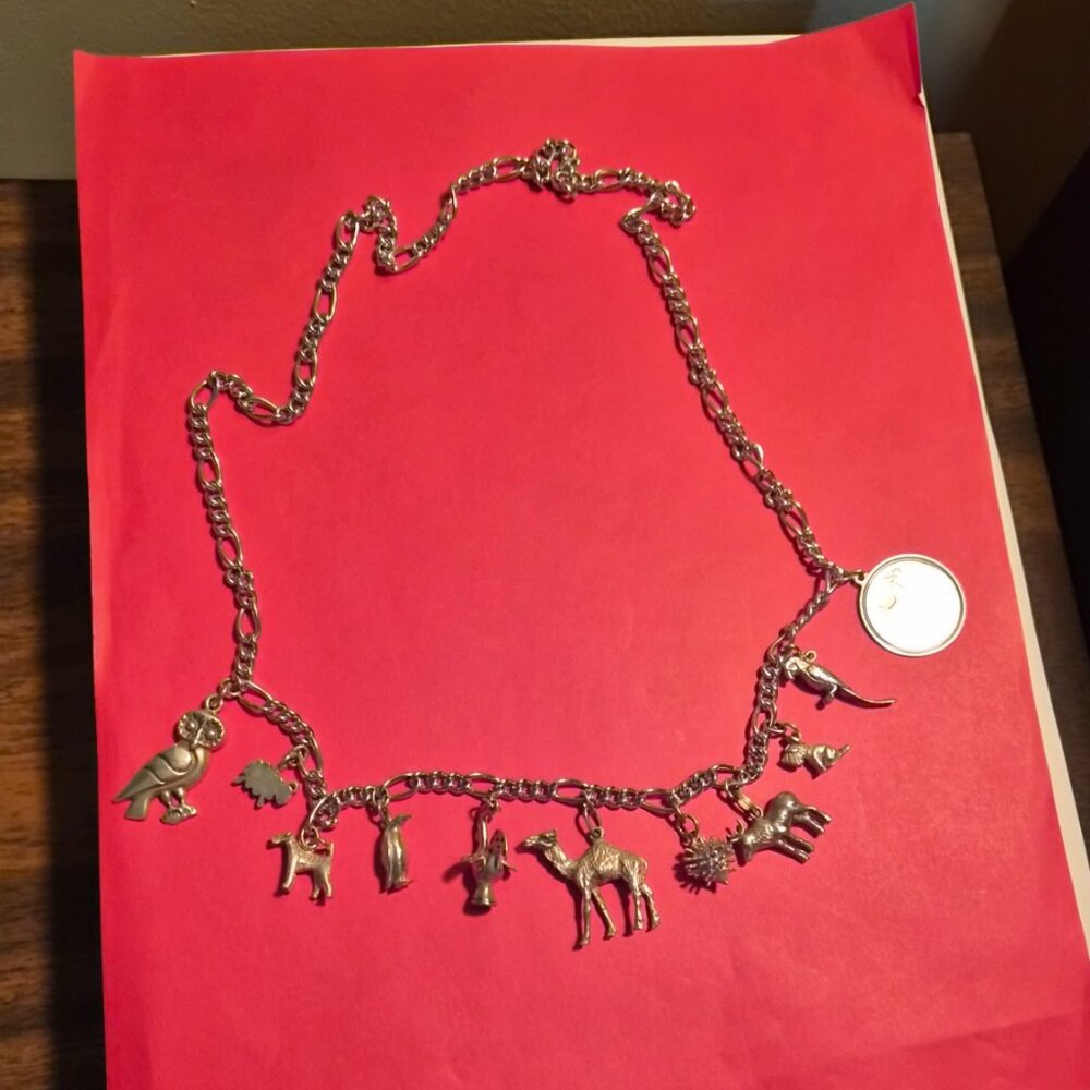 Vintage 925 Animal Charm Necklace